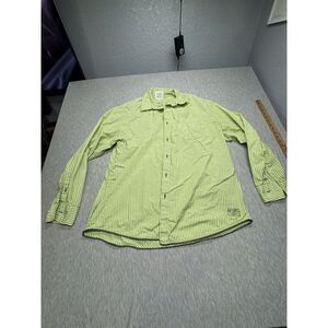 Indigo Palms Shirt Men's 2XL‎ Button Up Green/White Striped Casual Business